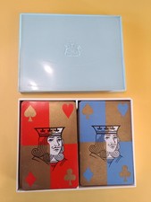 Vintage De La Rue Playing Cards In Plastic Box / Double Deck