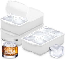 KitchFort Large Silicone Ice Cube Tray (3-Pack), Easy Release 1.9" Big Ice Cubes