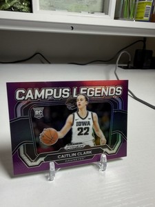 Caitlin Clark 2024 Panini Prizm Draft Picks Campus Legends Purple Prizm RC SP/75
