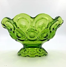 Green Moon and Stars LE Smith Green Candy Dish Footed Bowl Compote 