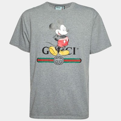 Gucci X Disney Grau Mickey Mouse Logo Grafik Jersey TShirt L