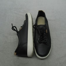 ECCO Women 10-10.5 Soft 7 Walking Shoes Black Leather Lace Up Low Sneakers EU41