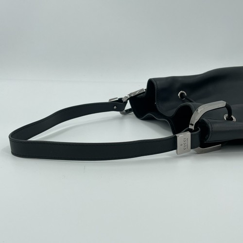 Auth GUCCI Vintage Black Leather Made in Italy One Shoulder Bag JX887 - Picture 19 of 19