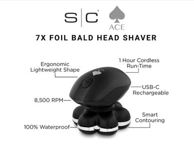 STYLECRAFT S/C ACE BALD HEAD SHAVER   PROFESSIONAL 7X FOIL BALD HEAD CORDLESS SH
