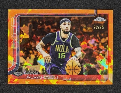 2025-26 TOPPS CHROME JOSE ALVARADO Orange Sapphire REFRACTOR #/25 KNICKS