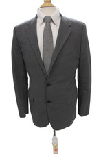 Theory Men Gray Wool Blend Suit Jacket Collared Button Long Sleeve Size 40