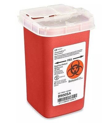 100 Covidien 8900SA SharpSafety Sharps Container, Phlebotomy, 1qt Capacity