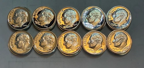 2000 S Silver Proof Dime Roll - Set of 50 Proof Dimes - Low Mintage 965,421