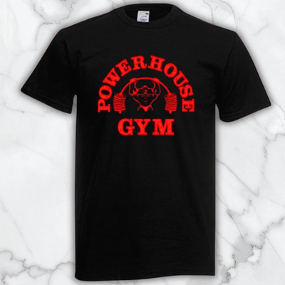 #ad Powerhouse Gym Red Men#x27;s Black Graphic T Shirt Freeships $14.85