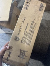 Maven Lane Adrien Backless Saddle Kitchen Counter Stool, Weathered Oak