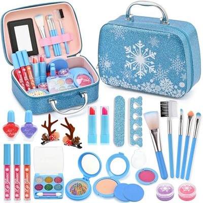 Washable Makeup Kit for Girls - Non-Toxic Kids Play Makeup Set Toy for