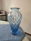 Rare 1982 Fenton Art Blue Glass Sculptured Optic Glacial 9 1/2" Vase
