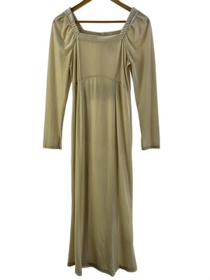 FRAY I.D Long-Sleeve Dress, Size 1, Polyester, Yellowish White, Solid Color, FWF