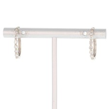 .42ctw Round Diamond Oval Huggie Hoop Pair Earrings 14k White Gold 2.89 Grams