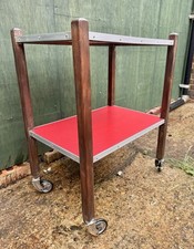 Vintage Red Formica Tea Trolley Bar Cart Mid Century Flexello Castors