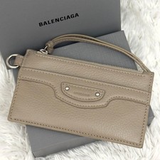Balenciaga Classic Coin  Card Holder Beige Leather Fragment Case