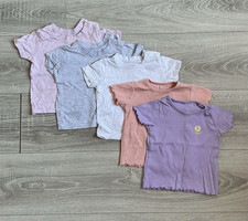 Baby & Toddler T-Shirt Tops Bundle 6-9 & 9-12M Floral Ribbed Snap, Crew