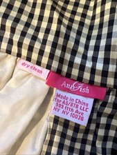 Ann Gish French B/W Check Silk Twin Bed Skirt And One Matching Throw Pillow