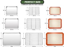 Baking Set Stainless Steel Sheet Pan with Cooling Rack  Silicone Mat Set
