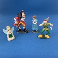 Vintage Painted Metal Toy Figures Peter Pan Captain Hook Wendy  Tinkerbell Set