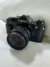Canon AE-1 Program Black 35mm Film Camera w 35mm f2.8 Working Great