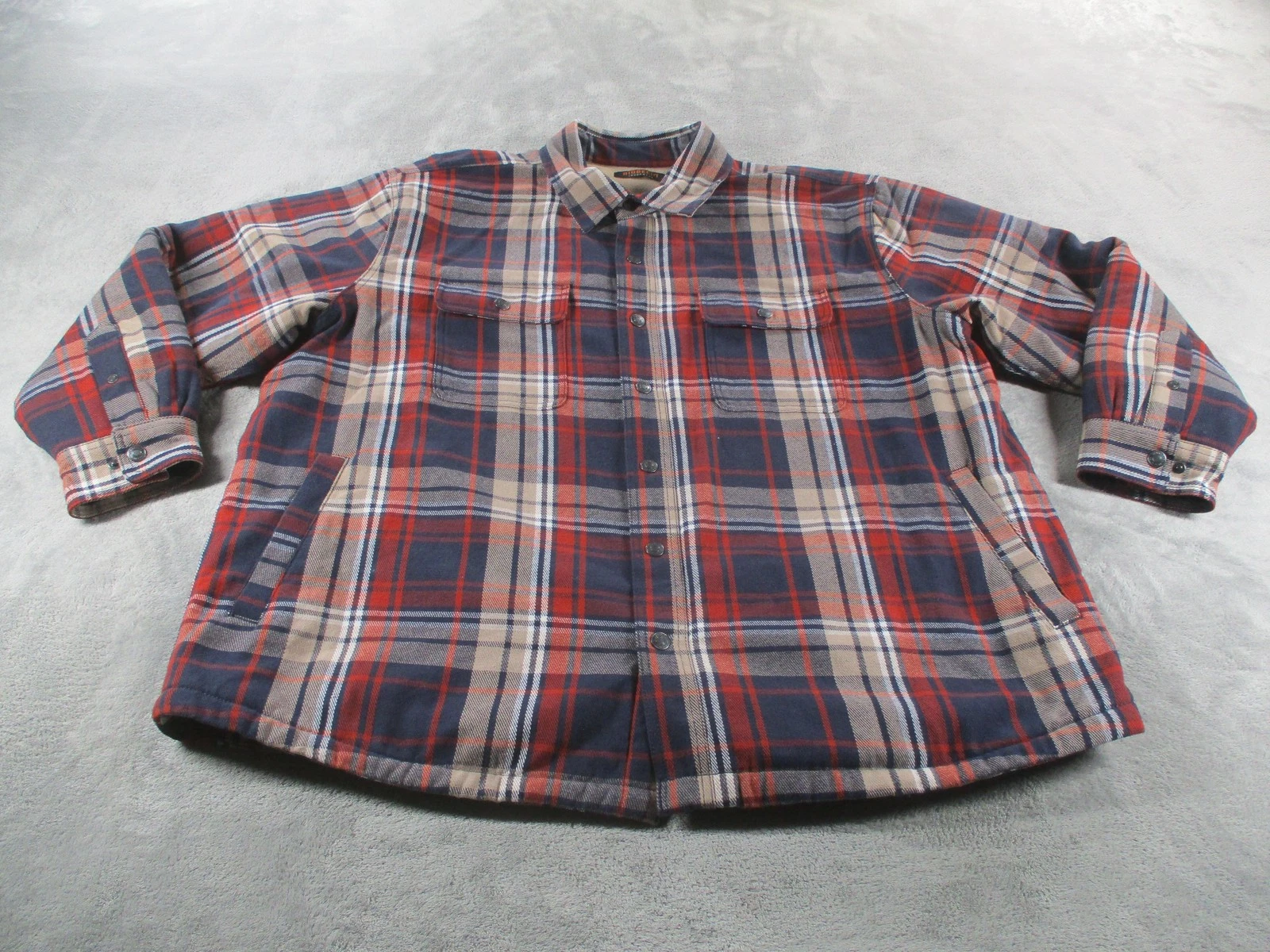 Ridgecut Jacket Mens 3XL Blue Plaid Flannel Fleece Lined Snap Workwear Outdoor