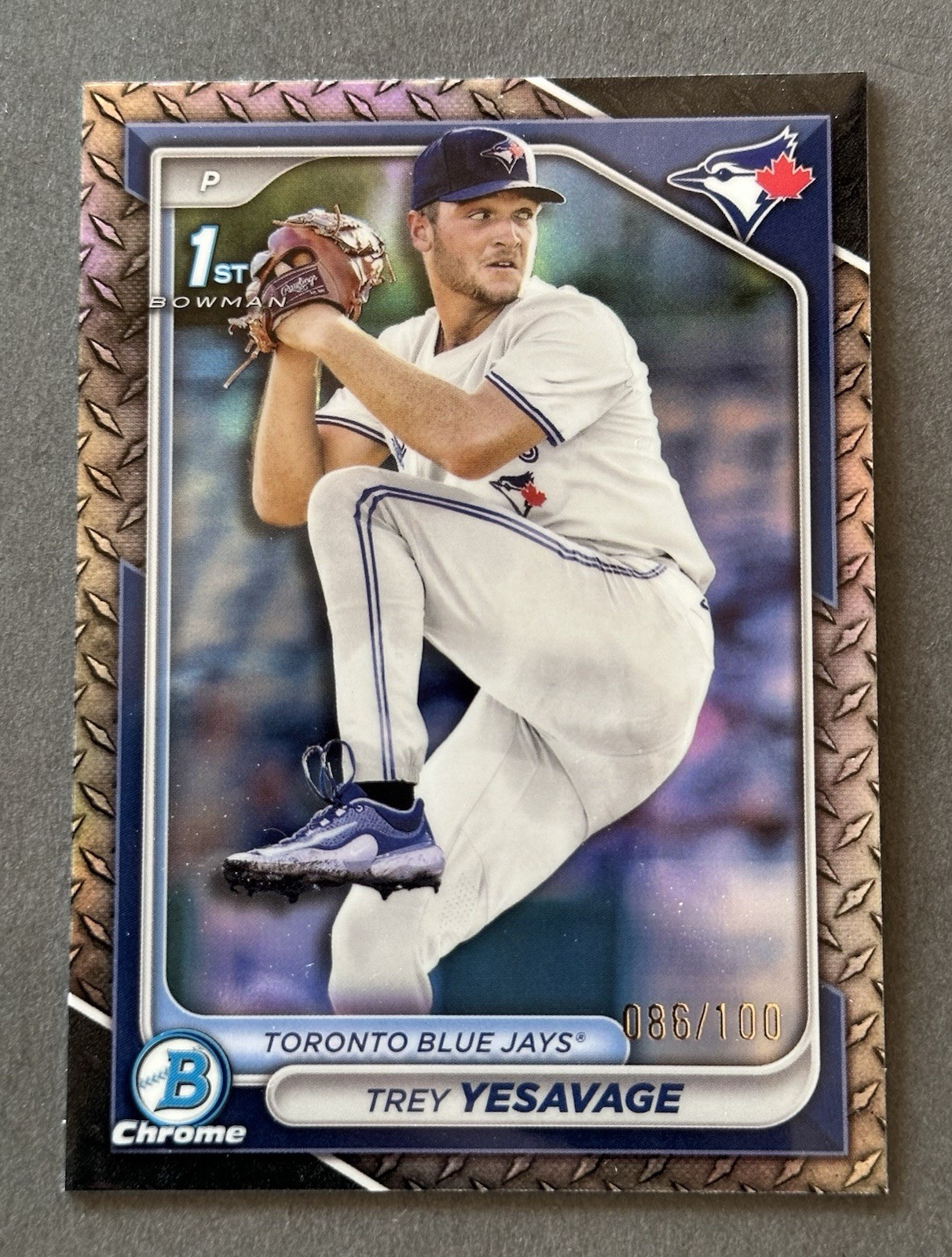 TREY YESAVAGE 2024 Bowman Chrome Steel Metal Refractor 1st RC /100 #BDC-92