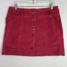 Vintage Y2K Gap Red Corduroy Mini Skirt 100 Cotton Snap Front Women's Size 6