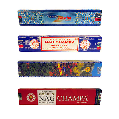 Indische Räucherstäbchen - Satya Nag Champa, Goloka, Natural, Golden, Aastha 15g