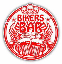 Bikers Bar Skull Beer Grunge Rubber Stamp Car Bumper Sticker Decal 5" x 5"