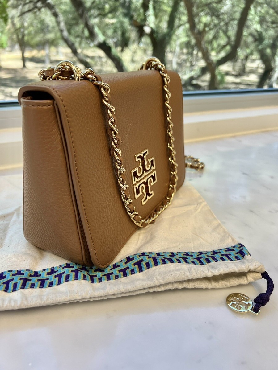 Tory Burch Britten Backpack Leather TB Logo Bark Tory Burch Britten Triple Compartment Tote in Bark | eBay main image 4