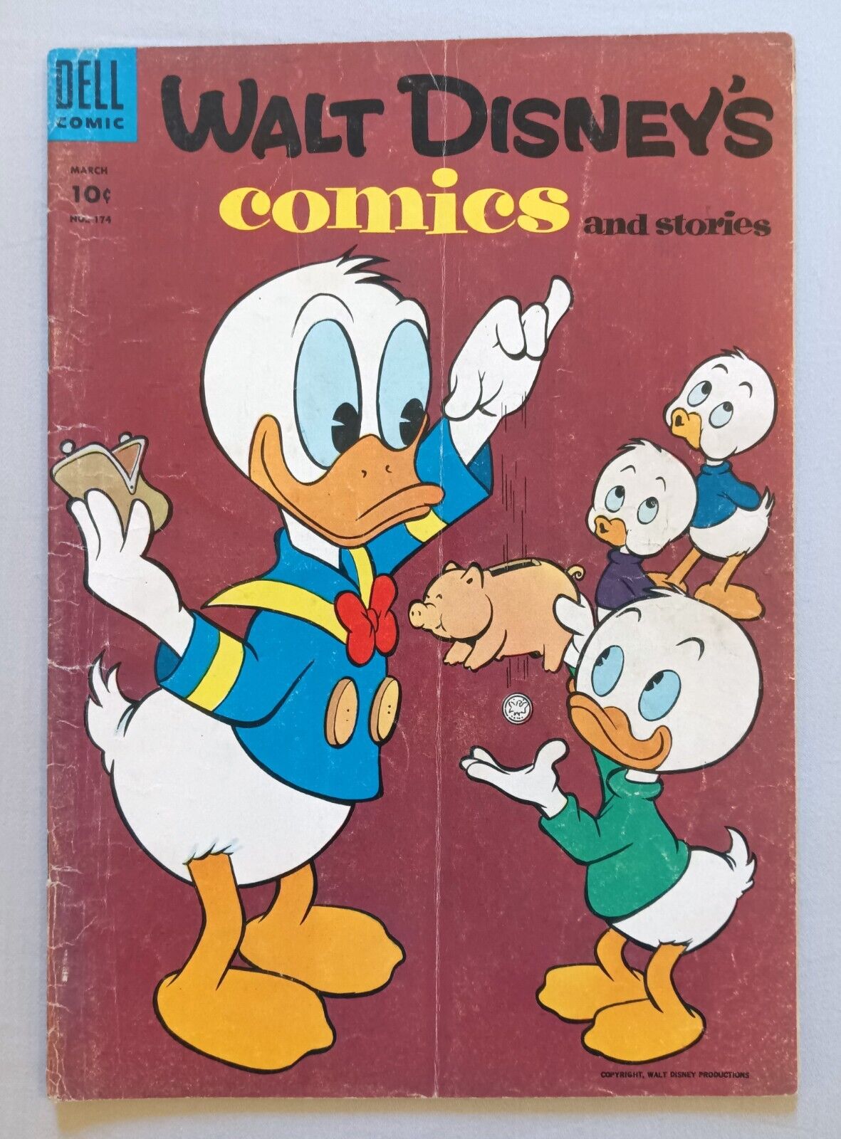 WALT DISNEY'S COMICS AND STORIES #174, DELL COMICS, GOLDEN AGE, GOOD+, 1955