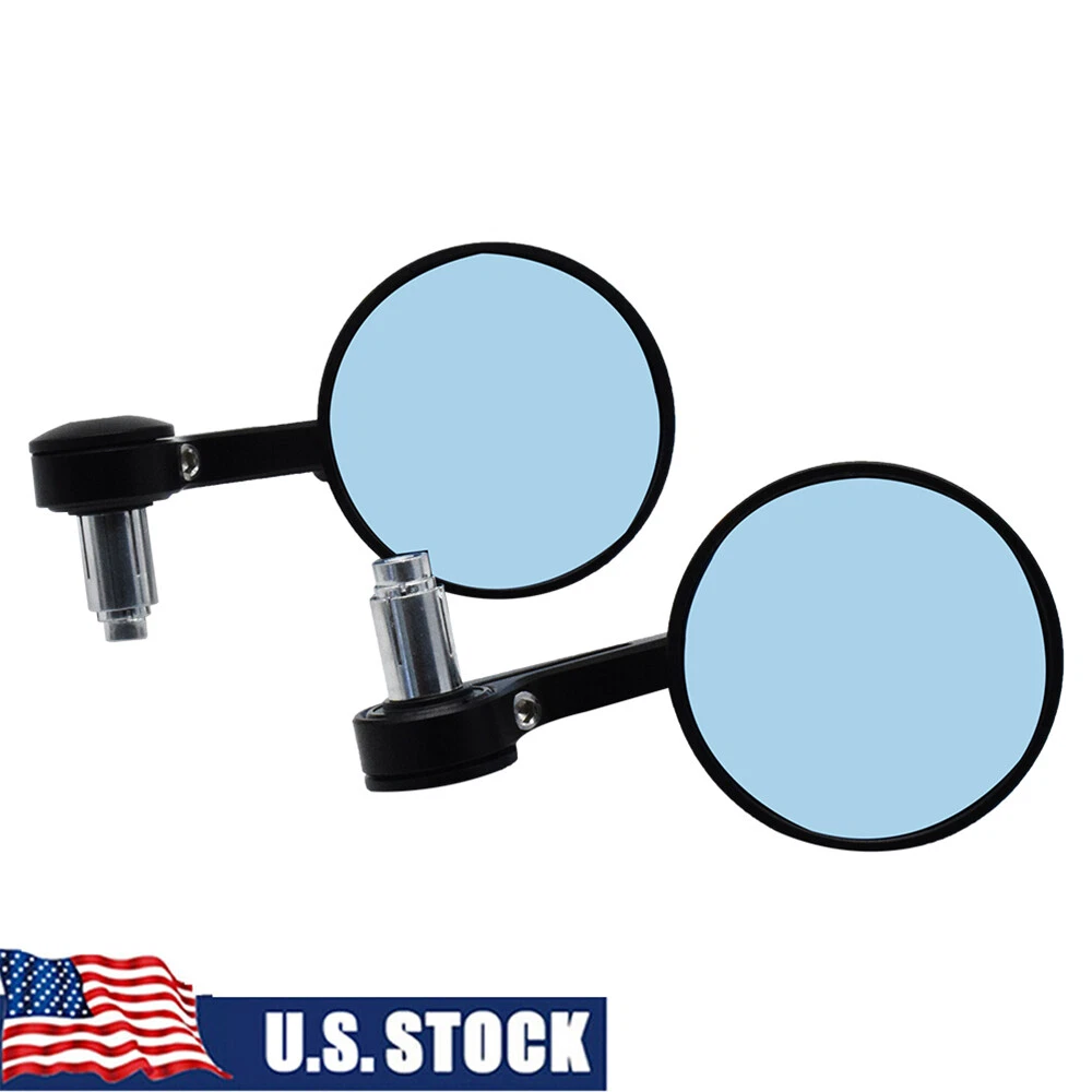 2x Motorcycle Round 7/8" CNC Bar End Rearview Side Mirrors For Bobber Cafe Racer