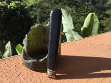 Early 20th Century Black Celluloid And Silver Custom Tobacco Pipe Tamper