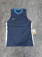 Nike Dri Fit Soccer Jersey Shirt Womens Medium Blue Sleeveless Logo Crew Neck
