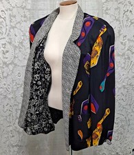 Vintage Nwt Platinum Dorothy Schoelen Blazer Jacket Abstract Print Scribble Sz L