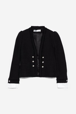 zara tweed poplin jacket