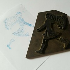 Vintage Metal Scottish man Kilt Man Print Block Stamp