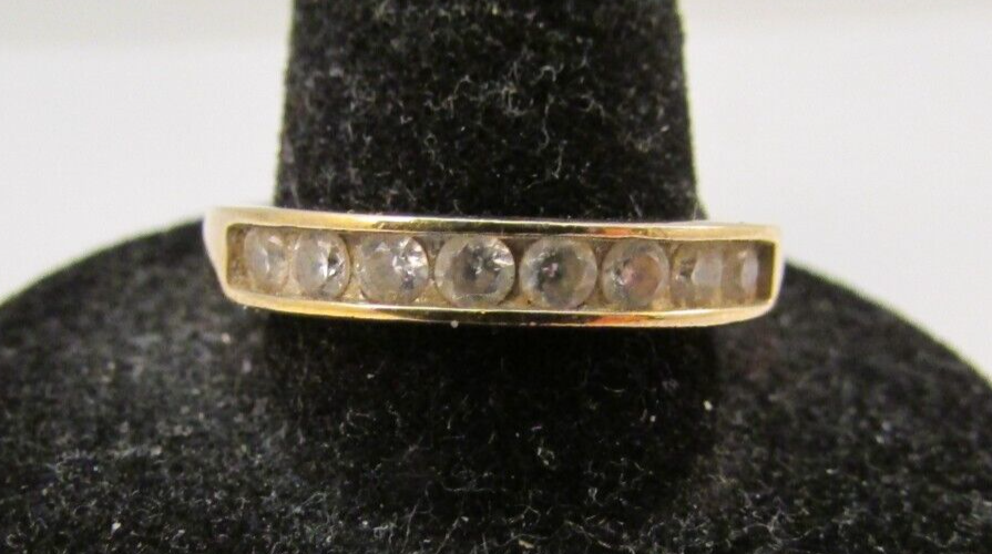 FZN CN Yellow Gold Over 925 Sterling Silver Band CZ Ring Size 9 eBay