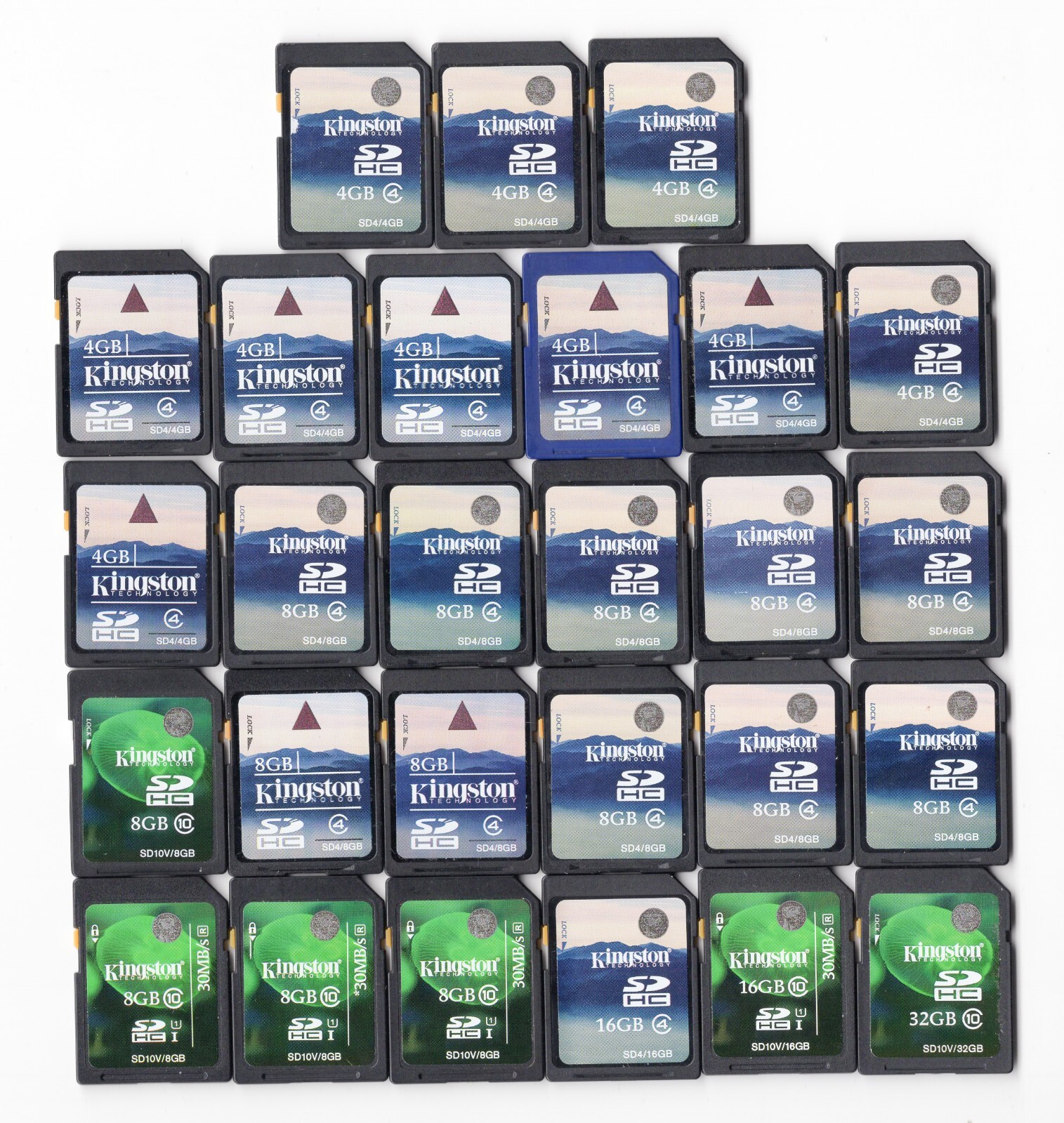 Lot Of 27x Kingston 4GB / 8GB / 16GB / 32GB SDHC Camera Memory Cards