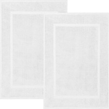 Image of 2x Bath Mats 100% Cotton Quick Dry 1000 GSM Hotel Quality High Absorbent 50x70cm