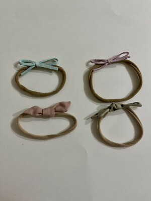 newborn baby girl hairbow. Neutral Colors. Tie Knot, Small Hand Tied Bow