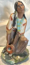 Vtg 1980 Universal Statuary Large Native  American Girl Pouring Water Figurine