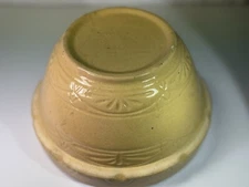 Vintage Yellow Ware Stoneware Windowpane Crock Mixing Bowl 10"x5.25" OHIO ORIG