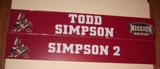 PHOENIX COYOTES Todd Simpson rare locker room nameplates w/old logo from 2001-03