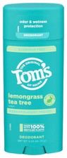 Tom's of Maine Lemon Grass Tea Deodorant Stick 3.25 oz  Natural, Aluminum-Free