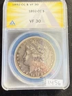 1892 CC USA Key Date Morgan Dollar ANACS VF30 VF 30 Gorgeous Toning 1456