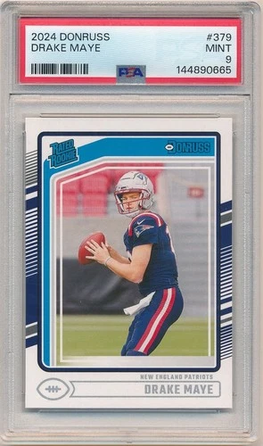 DRAKE MAYE 2024 PANINI DONRUSS #379 RC RATED ROOKIE PATRIOTS SP PSA 9 MINT