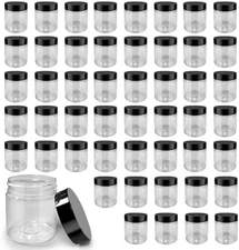 4oz Clear Plastic Jars with Lids 50 Pack