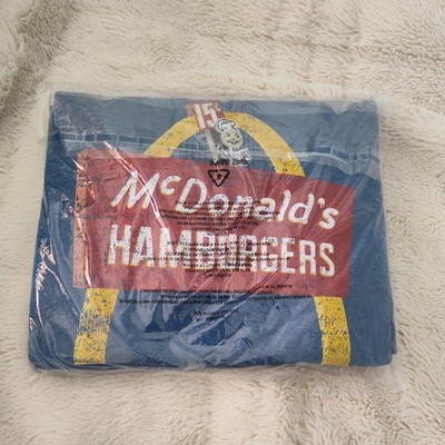 NWT Men's Blue Vintage  Style McDonald's Hamburgers Graphic Tee Size 4XL